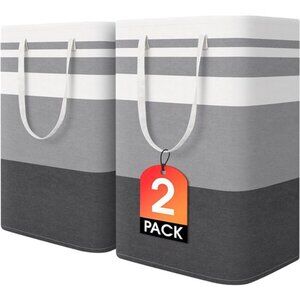 2-Pack Large Laundry Basket, Waterproof, Freestanding Laundry Hamper,Collapsible
